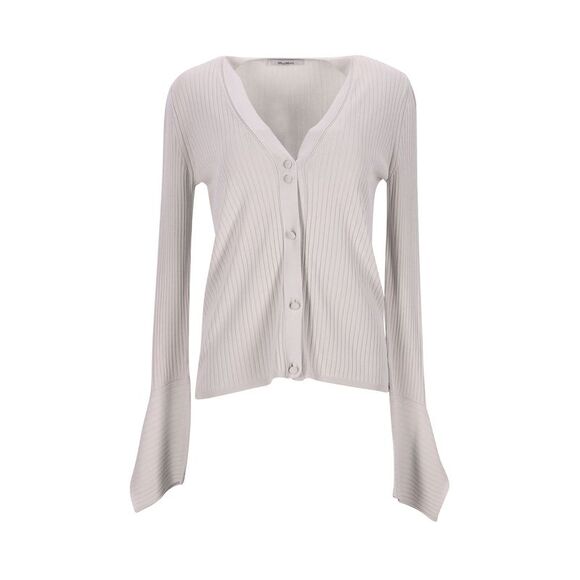 Max Mara Ribbed Knit Cardigan in Ecru Viscose